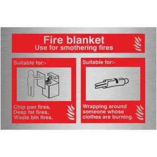 Brushed Aluminium &lpar;3mm&rpar; Fire Blanket Sign - 150mm x 100mm