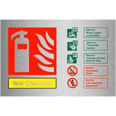 Click Here To Enlarge This Photo Of Brushed Aluminium &lpar;3mm&rpar; Wet Chemical Sign - 150mm x 100mm