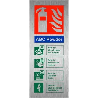 Brushed Aluminium &lpar;3mm&rpar; ABC Powder Sign &lpar;Vertical&rpar; - 75mm x 200mm