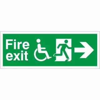 Rigid Plastic &lpar;1mm&rpar; Refuge Fire Exit Right Sign - 400mm x 150mm