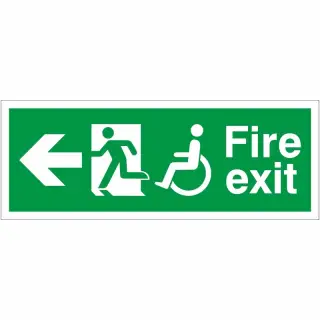 Rigid Plastic &lpar;1mm&rpar; Refuge Fire Exit Left Sign - 400mm x 150mm