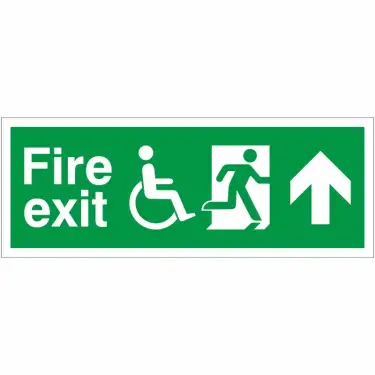 Click Here To Enlarge This Photo Of Rigid Plastic &lpar;1mm&rpar; Refuge Fire Exit Up Sign - 400mm x 150mm