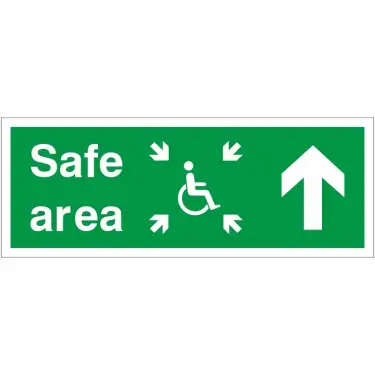 Click Here To Enlarge This Photo Of Rigid Plastic &lpar;1mm&rpar; Safe Area Up Refuge Sign - 400mm x 150mm