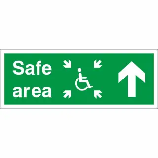 Rigid Plastic &lpar;1mm&rpar; Safe Area Up Refuge Sign - 400mm x 150mm