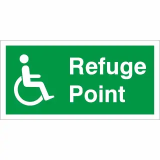Rigid Plastic &lpar;1mm&rpar; Refuge Point Sign - 300mm x 150mm