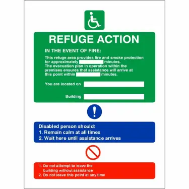 Click Here To Enlarge This Photo Of Rigid Plastic &lpar;1mm&rpar; Fire Action Refuge Sign - 150mm x 200mm