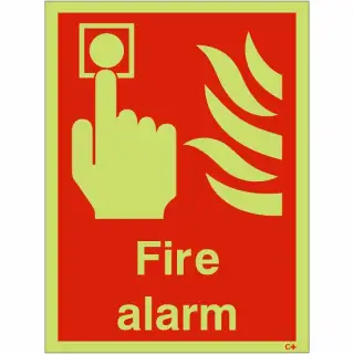 Photoluminescent &lpar;Glow in the Dark&rpar; Rigid Plastic &lpar;Class C&rpar; Fire Alarm Sign