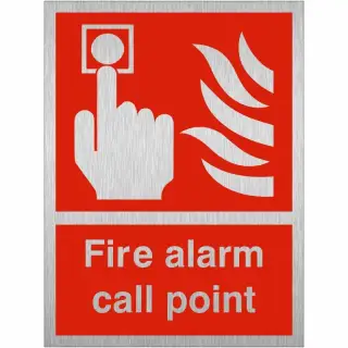 Brushed Aluminium &lpar;3mm&rpar; Fire Alarm Call Point Sign