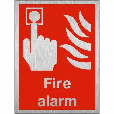 Click Here To Enlarge This Photo Of Brushed Aluminium &lpar;3mm&rpar; Fire Alarm Sign - 200mm x 300mm