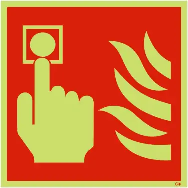 Click Here To Enlarge This Photo Of Photoluminescent &lpar;Glow in the Dark&rpar; Self Adhesive &lpar;Class C&rpar; Fire Alarm Symbol Sign
