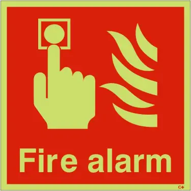 Click Here To Enlarge This Photo Of Photoluminescent &lpar;Glow in the Dark&rpar; Rigid Plastic &lpar;Class C&rpar; Fire Alarm Sign - Square