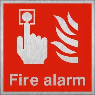 Brushed Aluminium &lpar;3mm&rpar; Fire Alarm Sign &lpar;Square&rpar; - 200mm x 200mm