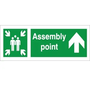 Click Here To Enlarge This Photo Of Self Adhesive Vinyl Assembly Point Arrow Up Sign - 400mm x 150mm