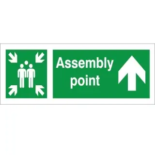 Rigid Plastic &lpar;1mm&rpar; Assembly Point Arrow Up Sign - 400mm x 150mm