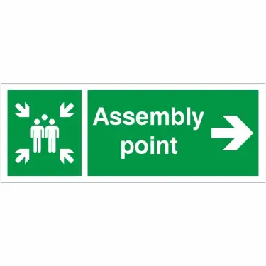 Click Here To Enlarge This Photo Of Rigid Plastic &lpar;1mm&rpar; Assembly Point Arrow Right Sign - 400mm x 150mm