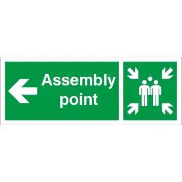 Click Here To Enlarge This Photo Of Rigid Plastic &lpar;1mm&rpar; Assembly Point Arrow Left Sign - 400mm x 150mm