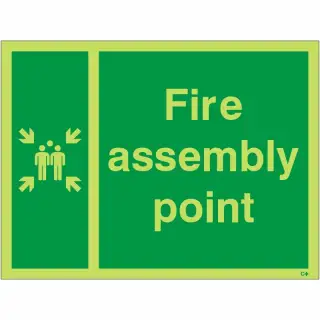 Photoluminescent &lpar;Glow in the Dark&rpar; Self Adhesive &lpar;Class C&rpar; Fire Assembly Muster Point Sign