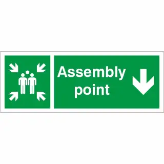 Rigid Plastic &lpar;1mm&rpar; Assembly Point Down Sign - 400mm x 150mm