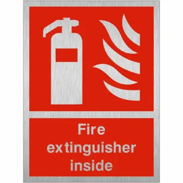 Click Here To Enlarge This Photo Of Brushed Aluminium &lpar;3mm&rpar; Fire Extinguisher Inside Sign