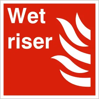 Self Adhesive Vinyl Wet Riser Sign - 200mm x 200mm