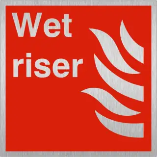 Brushed Aluminium &lpar;3mm&rpar; Wet Riser Sign - 200mm x 200mm