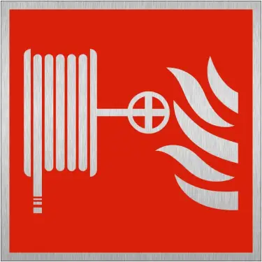 Click Here To Enlarge This Photo Of Brushed Aluminium &lpar;3mm&rpar; Fire Hose Reel Sign - 200mm x 200mm