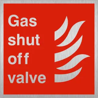 Brushed Aluminium &lpar;3mm&rpar; Gas Shut Off Valve Sign