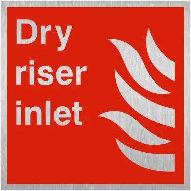 Click Here To Enlarge This Photo Of Brushed Aluminium &lpar;3mm&rpar; Dry Riser Inlet Sign - 200mm x 200mm