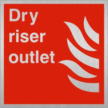 Click Here To Enlarge This Photo Of Brushed Aluminium &lpar;3mm&rpar; Dry Riser Outlet Sign - 200mm x 200mm