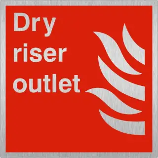 Brushed Aluminium &lpar;3mm&rpar; Dry Riser Outlet Sign - 200mm x 200mm