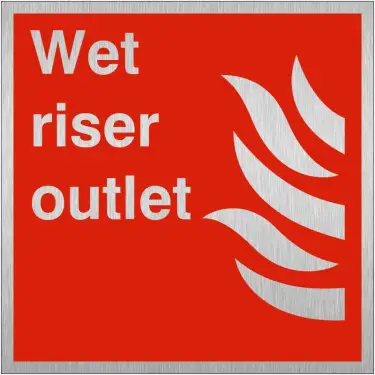 Click Here To Enlarge This Photo Of Brushed Aluminium &lpar;3mm&rpar; Wet Riser Outlet Sign - 200mm x 200mm