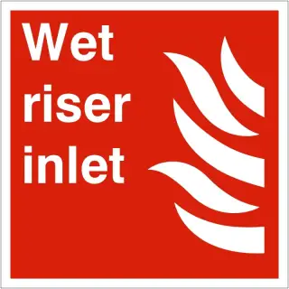 Self Adhesive Vinyl Wet Riser Inlet Sign - 200mm x 200mm
