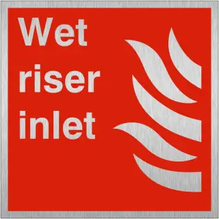 Brushed Aluminium &lpar;3mm&rpar; Wet Riser Inlet Sign - 200mm x 200mm