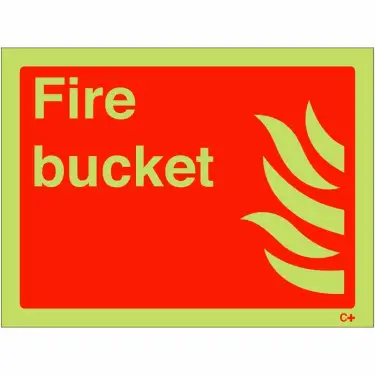 Click Here To Enlarge This Photo Of Photoluminescent &lpar;Glow in the Dark&rpar; Rigid Plastic &lpar;Class C&rpar; Fire Bucket Sign - 200mm x 150mm