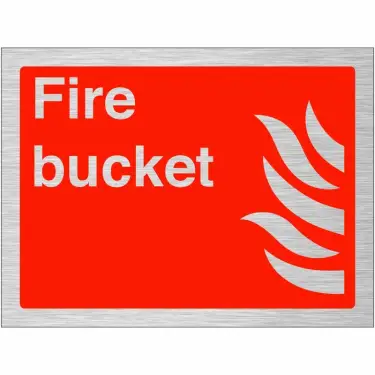 Click Here To Enlarge This Photo Of Brushed Aluminium &lpar;3mm&rpar; Fire Bucket Sign - 200mm x 150mm