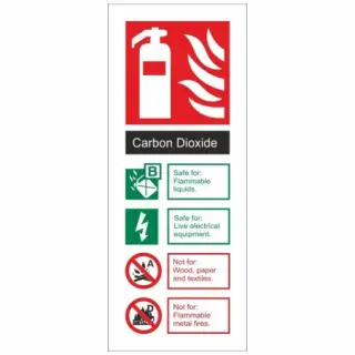 Rigid Plastic &lpar;1mm&rpar; Carbon Dioxide Fire Extinguisher ID Sign - 75mm x 200mm