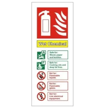 Click Here To Enlarge This Photo Of Self Adhesive Vinyl Wet Chemical Fire Extinguisher ID Sign - 75mm x 200mm