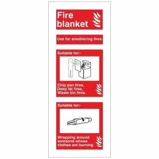 Rigid Plastic &lpar;1mm&rpar; Fire Blanket Sign - 75mm x 200mm