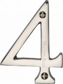 C1560 4-PNF Heritage Brass Numeral 4 Face Fix 76mm &lpar;3"&rpar; Polished Nickel Finish