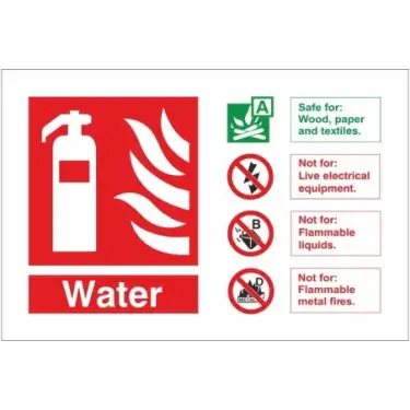 Click Here To Enlarge This Photo Of Rigid Plastic &lpar;1mm&rpar; Water Fire Extinguisher ID Sign - 150mm x 100mm