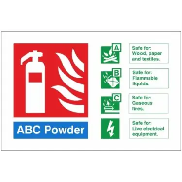 Click Here To Enlarge This Photo Of Self Adhesive Vinyl ABC Powder Fire Extinguisher ID Sign - 150mm x 100mm