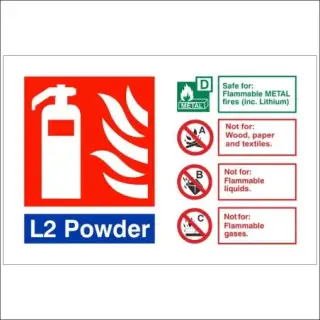 Rigid Plastic &lpar;1mm&rpar; L2 Powder Fire Extinguisher ID Sign - 150mm x 100mm
