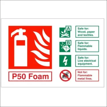 Click Here To Enlarge This Photo Of Rigid Plastic &lpar;1mm&rpar; P50 Foam Fire Extinguisher ID Sign - 150mm x 100mm