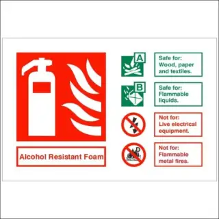 Rigid Plastic &lpar;1mm&rpar; Alcohol Resistant Foam Fire Extinguisher ID Sign - 150mm x 100mm