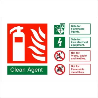 Click Here To Enlarge This Photo Of Self Adhesive Vinyl Clean Agent Fire Extinguisher ID Sign - 150mm x 100mm