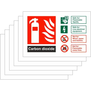 Click Here To Enlarge This Photo Of Self Adhesive Vinyl 6-Pack Carbon Dioxide Fire Identification Signs - 150mm x 100mm
