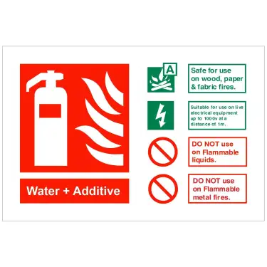 Click Here To Enlarge This Photo Of Self Adhesive Vinyl Water &plus; Additive Fire Identification Sign - 150mm x 100mm