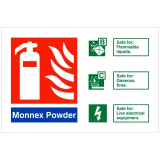 Rigid Plastic &lpar;1mm&rpar; Monnex Powder Fire Identification Sign - 150mm x 100mm