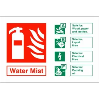 Rigid Plastic &lpar;1mm&rpar; Water Mist Fire ID Sign - 150mm x 100mm
