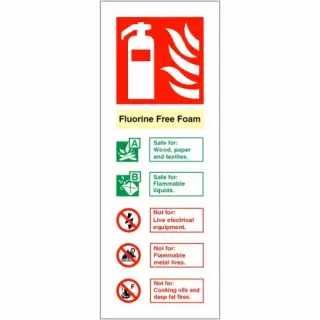 Rigid Plastic &lpar;1mm&rpar; Fluorine Free Foam Fire Extinguisher ID Sign - 75mm x 200mm